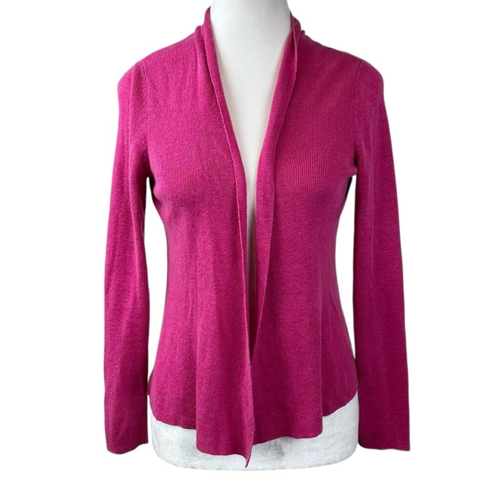 Eileen Fisher Linen Elegant Pink Open Front Women's Sweater Size Small Petite